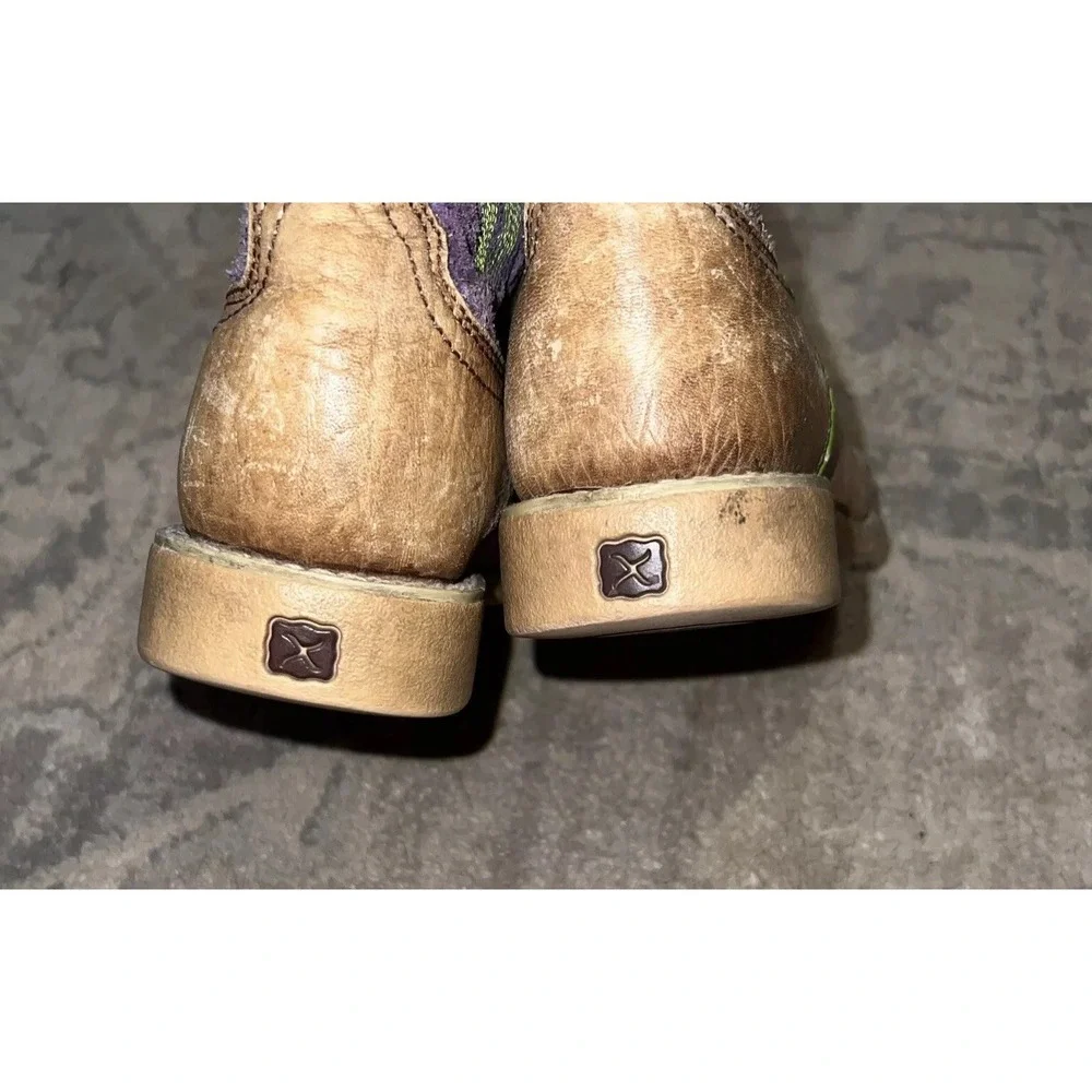 Hooey Western Boots‎ Boys Cowboy Square Logo Light Brown Blue CHY0054 Sz 1